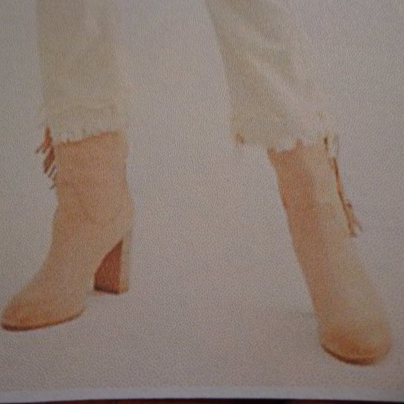 NIB FREE PEOPLE Wild Rose Slouch Boot 36 Ivory Italy Leather Fringe NO DISCOUNTS - Picture 7 of 15